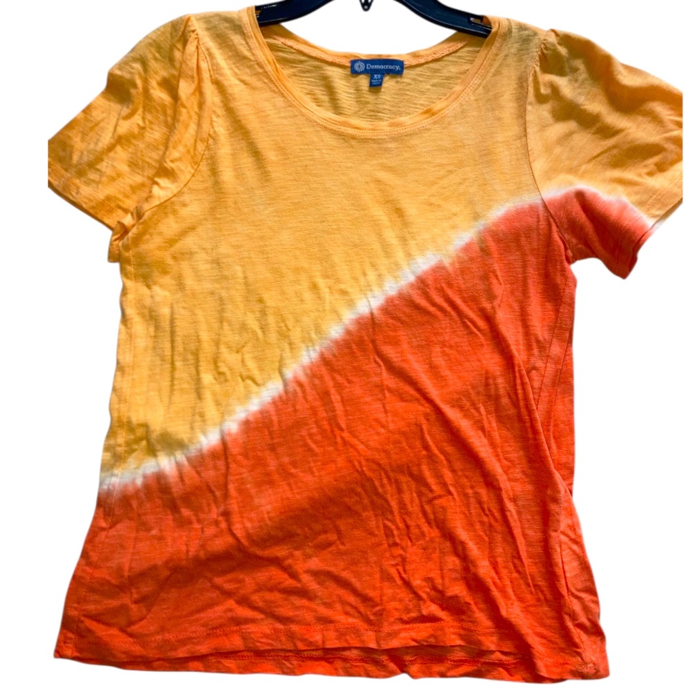 Democracy Orange tie dye Short Sleeve Tee